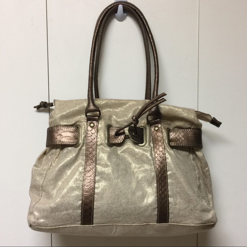 Vintage Gold Lame & Faux Alligator Purse
